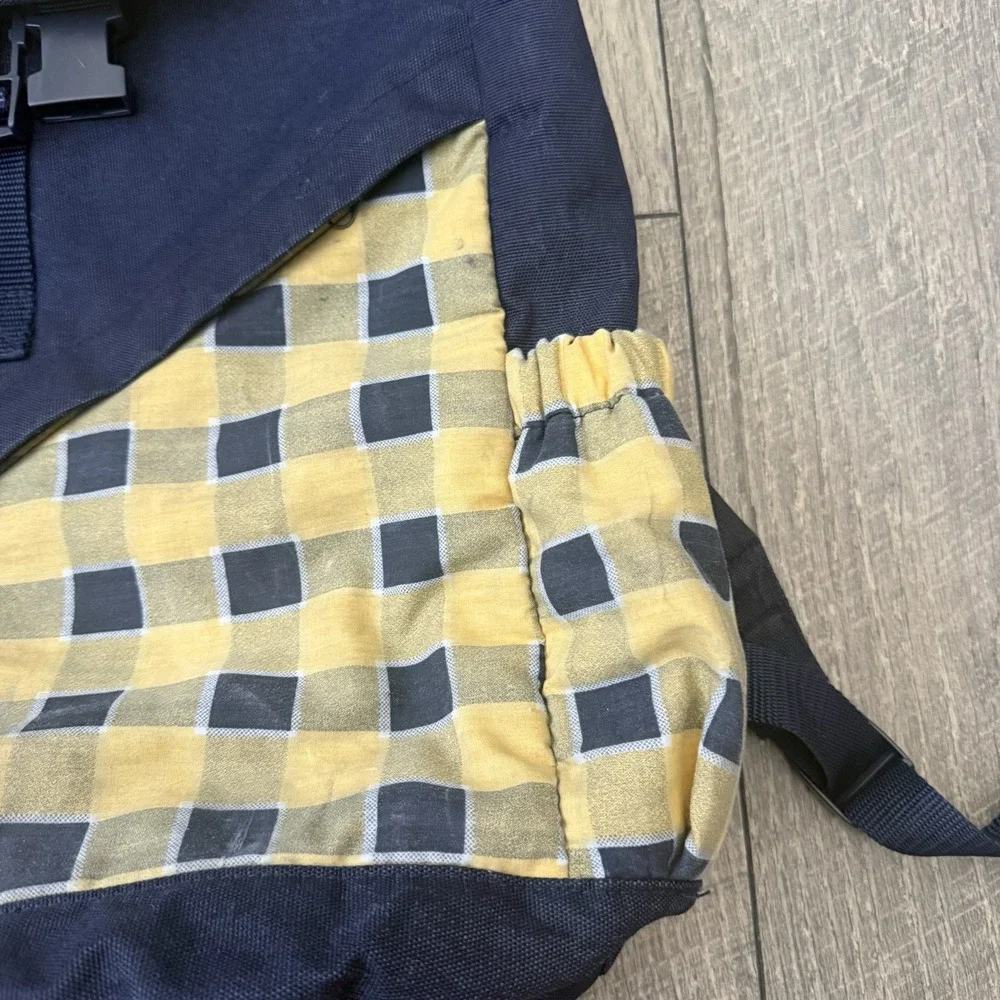 Vintage 1999 Samsonite Travel Tote Baby Diaper Bag Backpack Plaid Navy Yellow